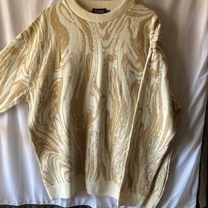 BooHooMAN- Cream Marble Oversized Mens Sweater- Sz M- NWT